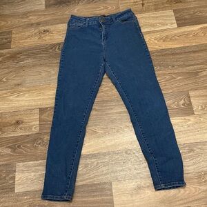 Red blue denim jeans